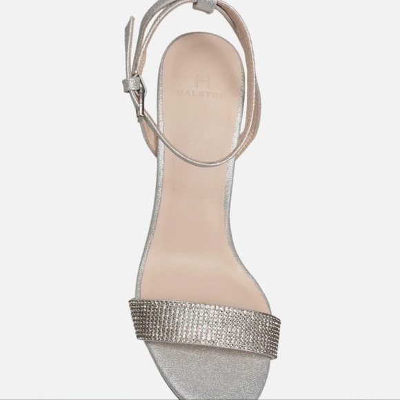 H by Halston Ankle Strap Party Bling High Heel Dress Sandal, Silver, NEW - Picture 3 of 16